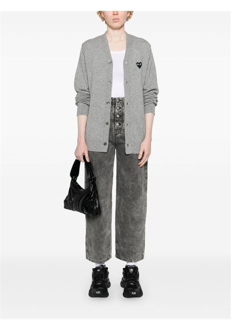 Grey mélange-effect cardigan Comme des garcons play - men COMME DES GARCONS PLAY | AXN0240512